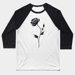 black and white flower Baseball T-Shirt